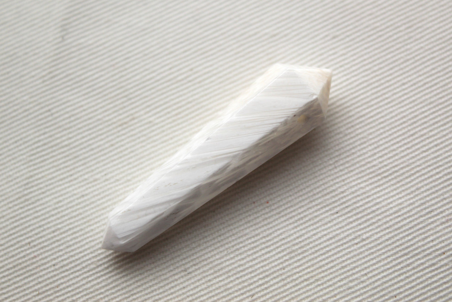 White scolecite double point Tower gemstone pendant size DRILLED