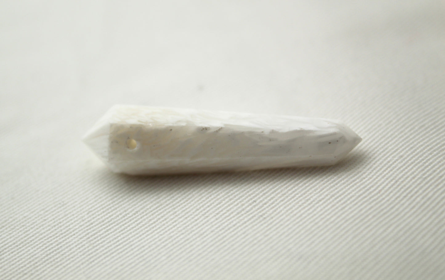 White scolecite double point Tower gemstone pendant size DRILLED