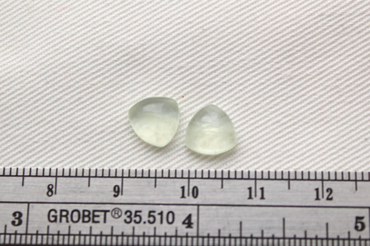 TWO prehnite cabochons Gemstones Trillion 8MM