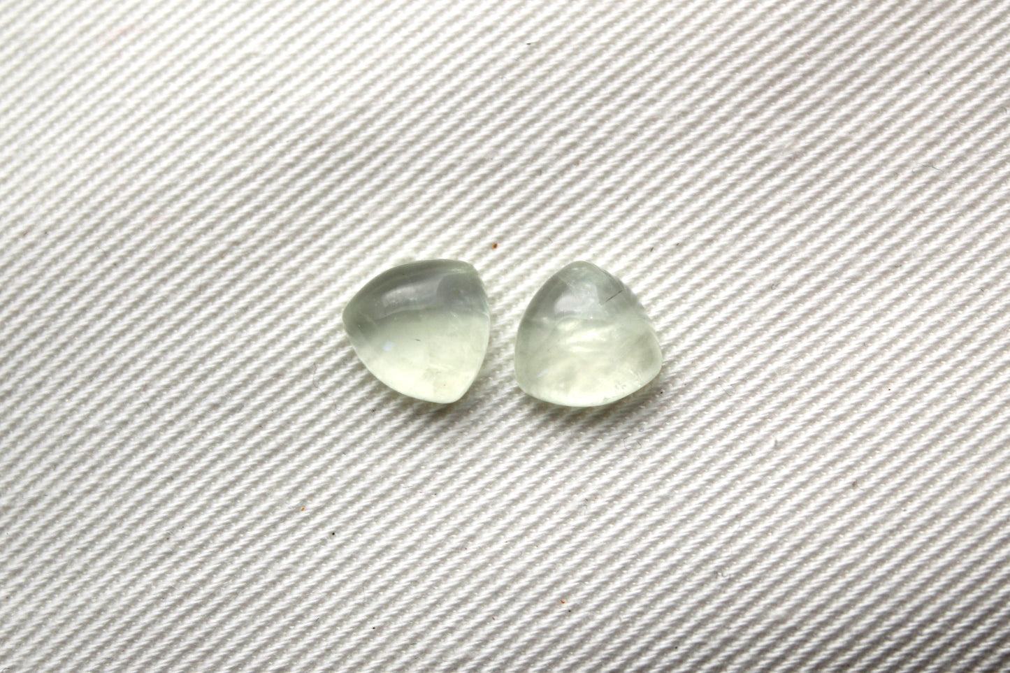 TWO prehnite cabochons Gemstones Trillion 8MM