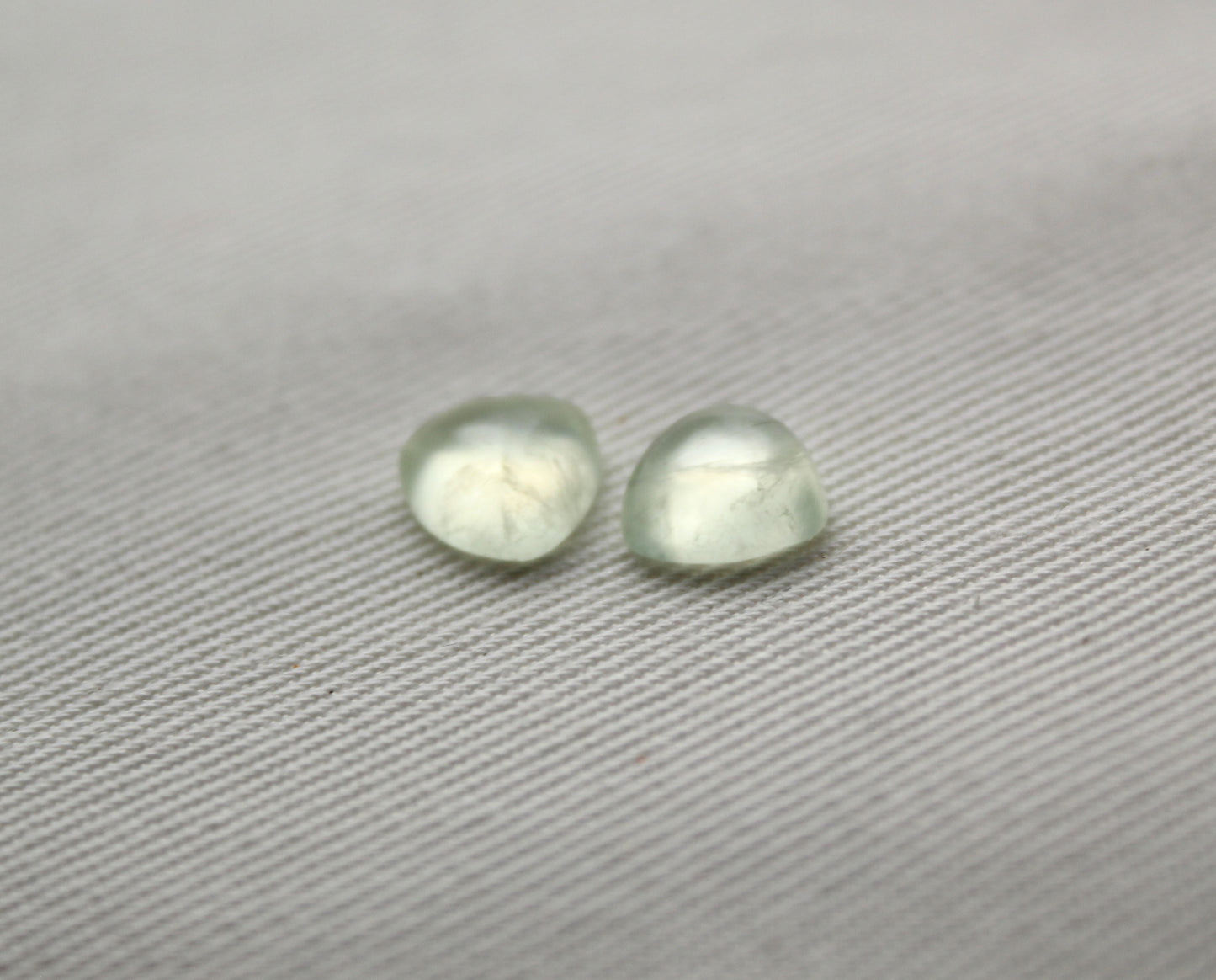 TWO prehnite cabochons Gemstones Trillion 8MM