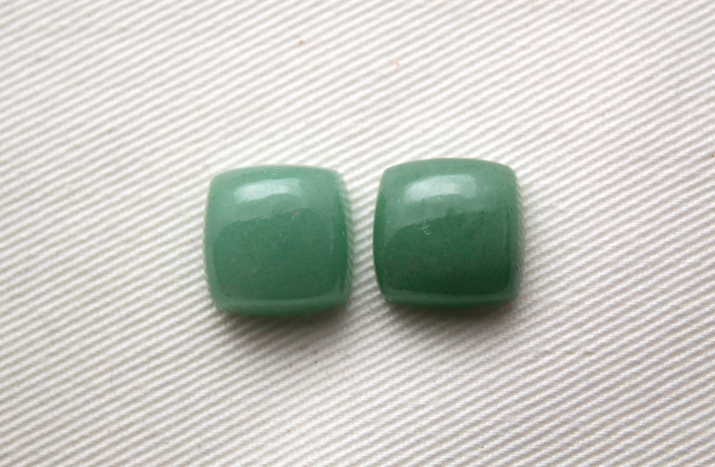 TWO cushion green aventurine cabochons Gemstone 12MM