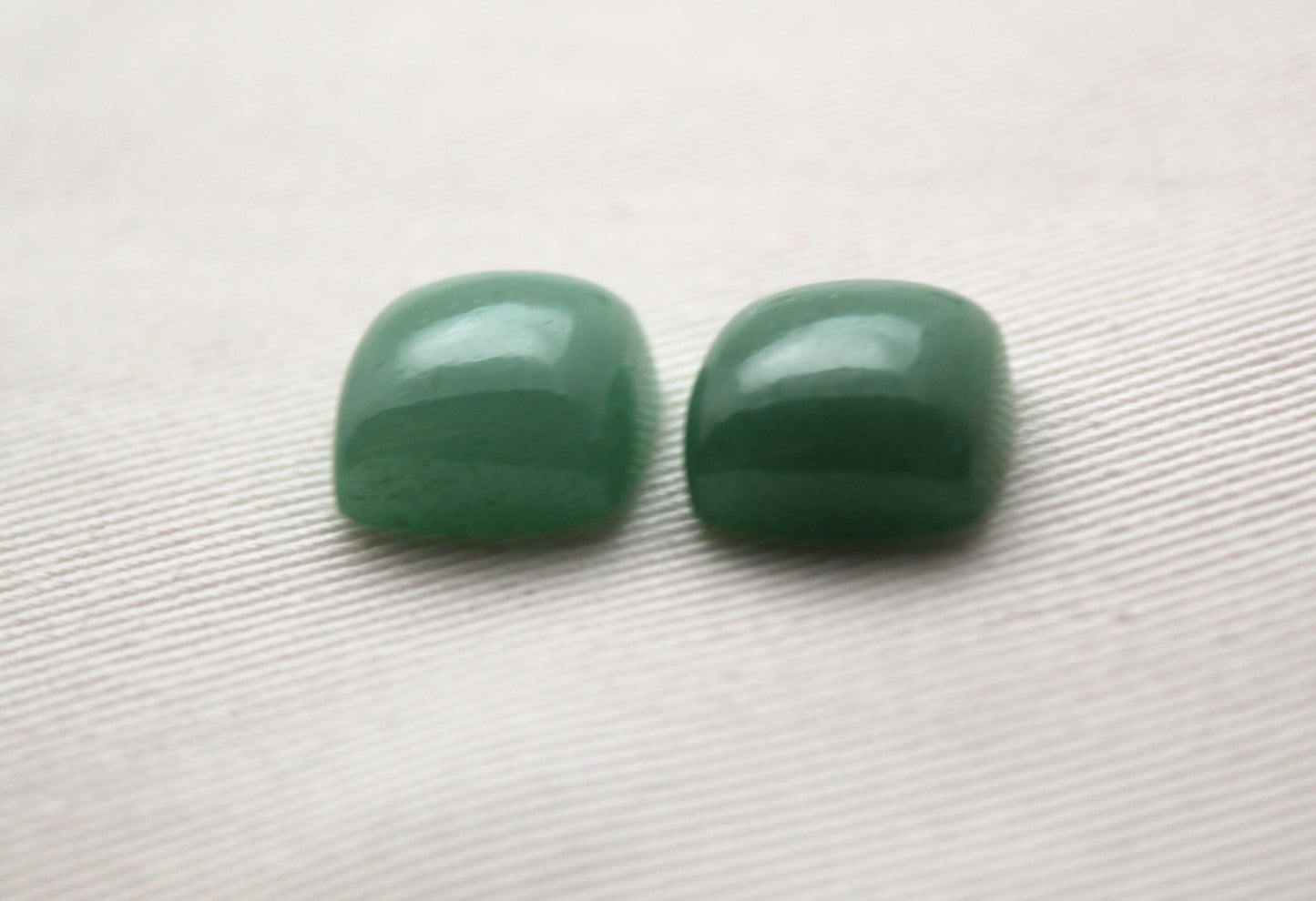 TWO cushion green aventurine cabochons Gemstone 12MM