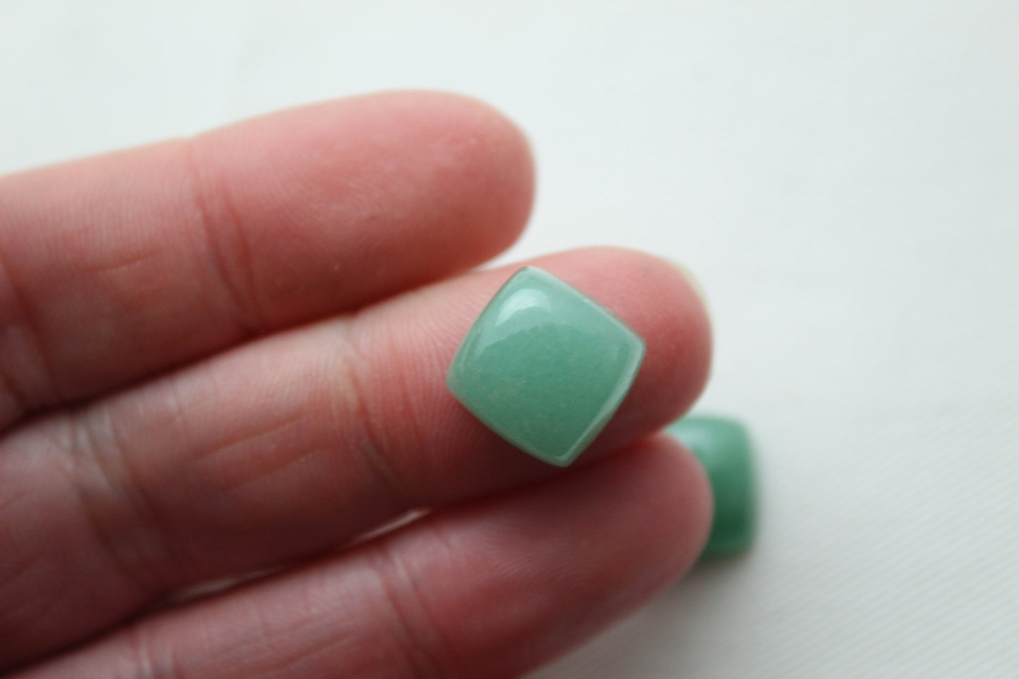 TWO cushion green aventurine cabochons Gemstone 12MM