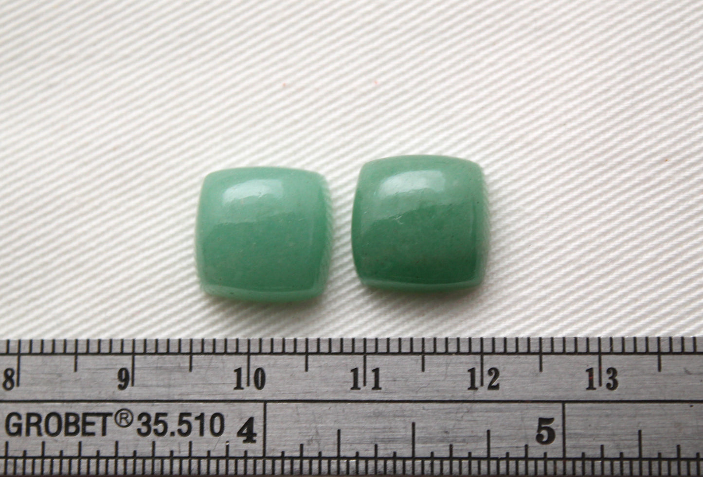 TWO cushion green aventurine cabochons Gemstone 12MM