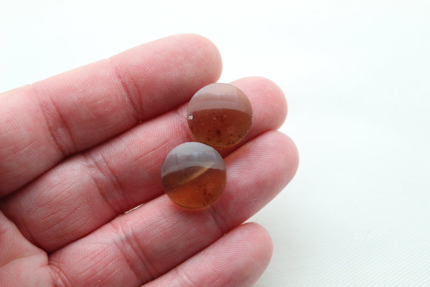 Indonesian Amber Cabochon Pair round 14MM