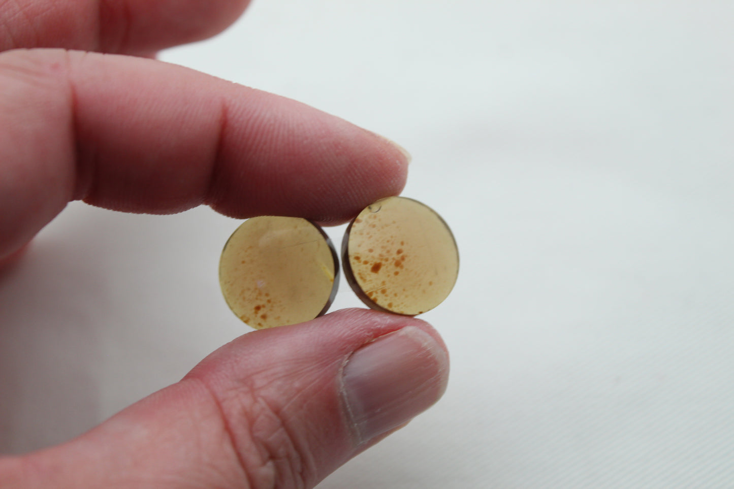 Indonesian Amber Cabochon Pair round 14MM