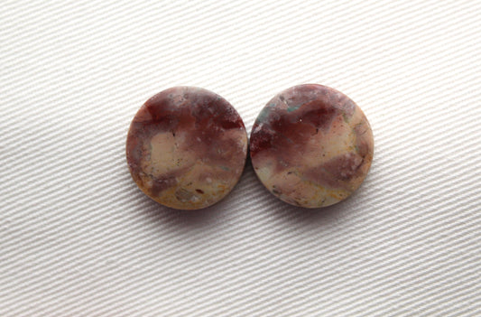 Pink Agate Pair Cabochons Gemstone round 18MM