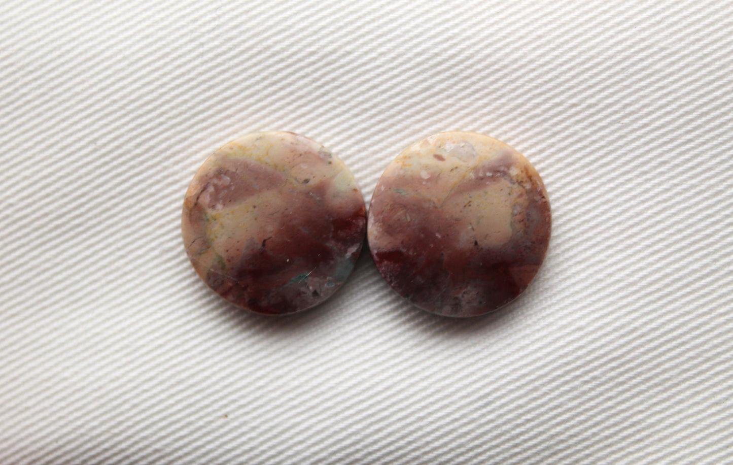 Pink Agate Pair Cabochons Gemstone round 18MM