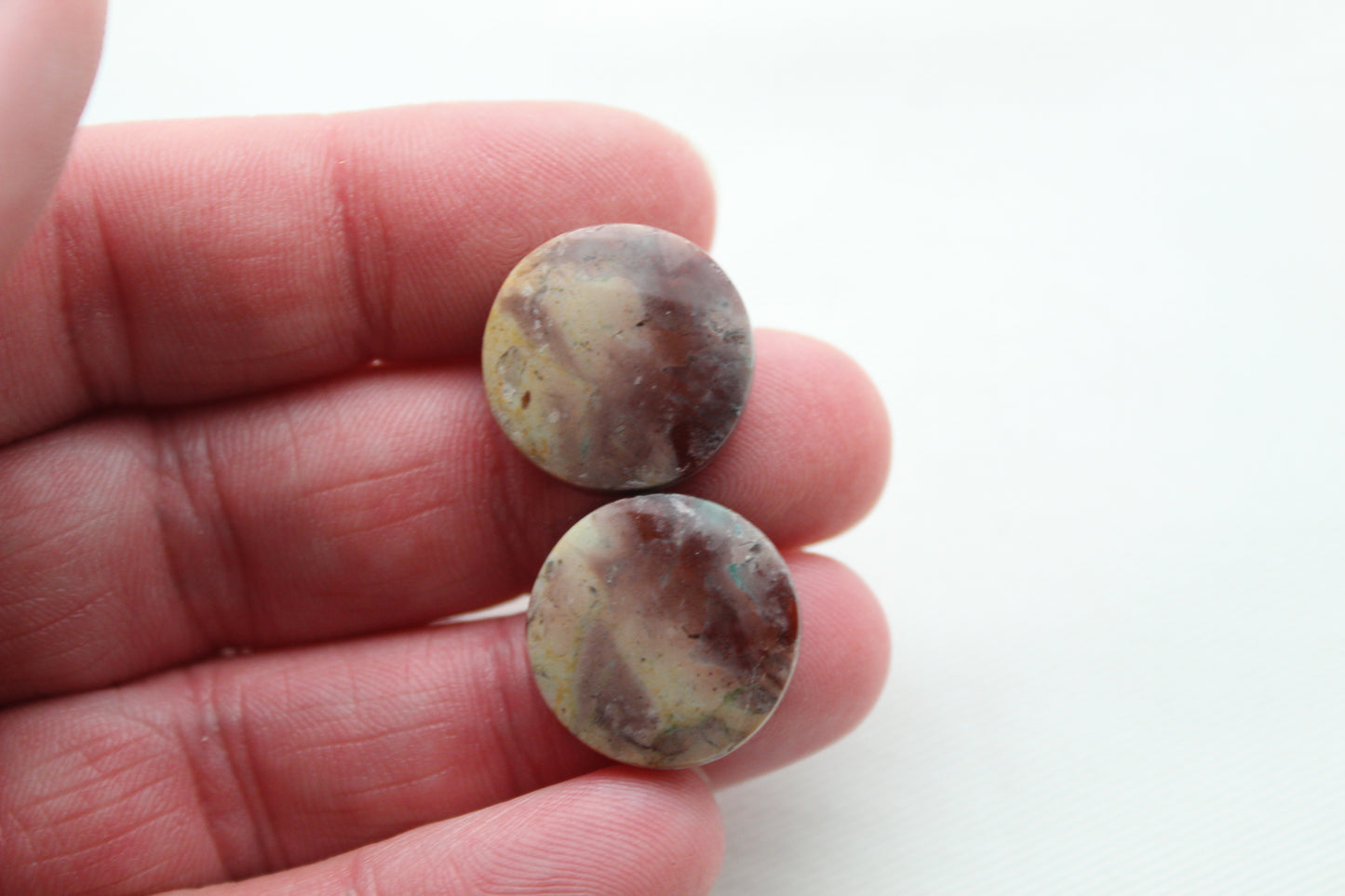 Pink Agate Pair Cabochons Gemstone round 18MM