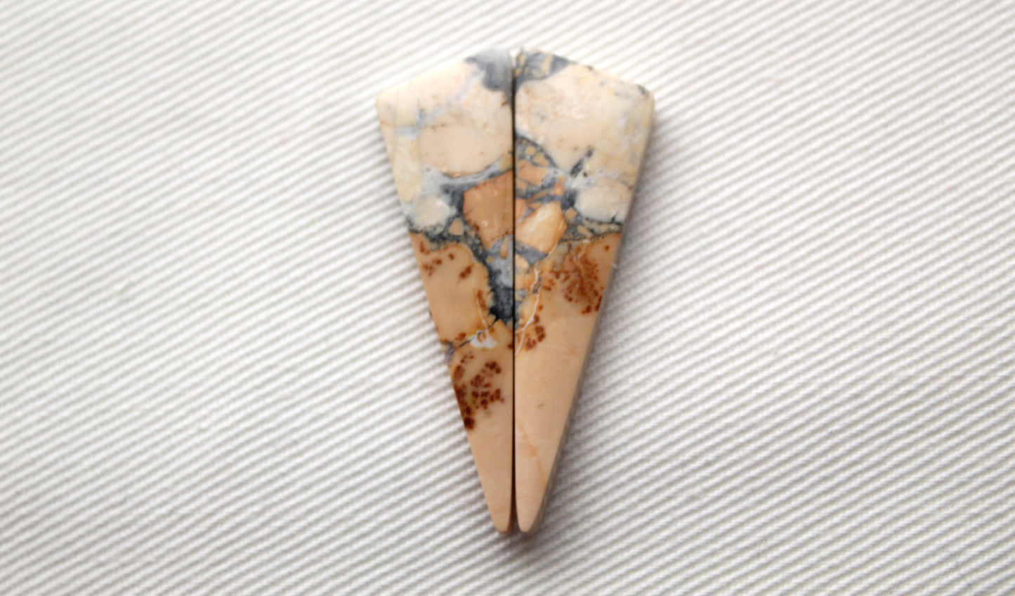 Maligano Jasper cabochons pair Gemstone triangle