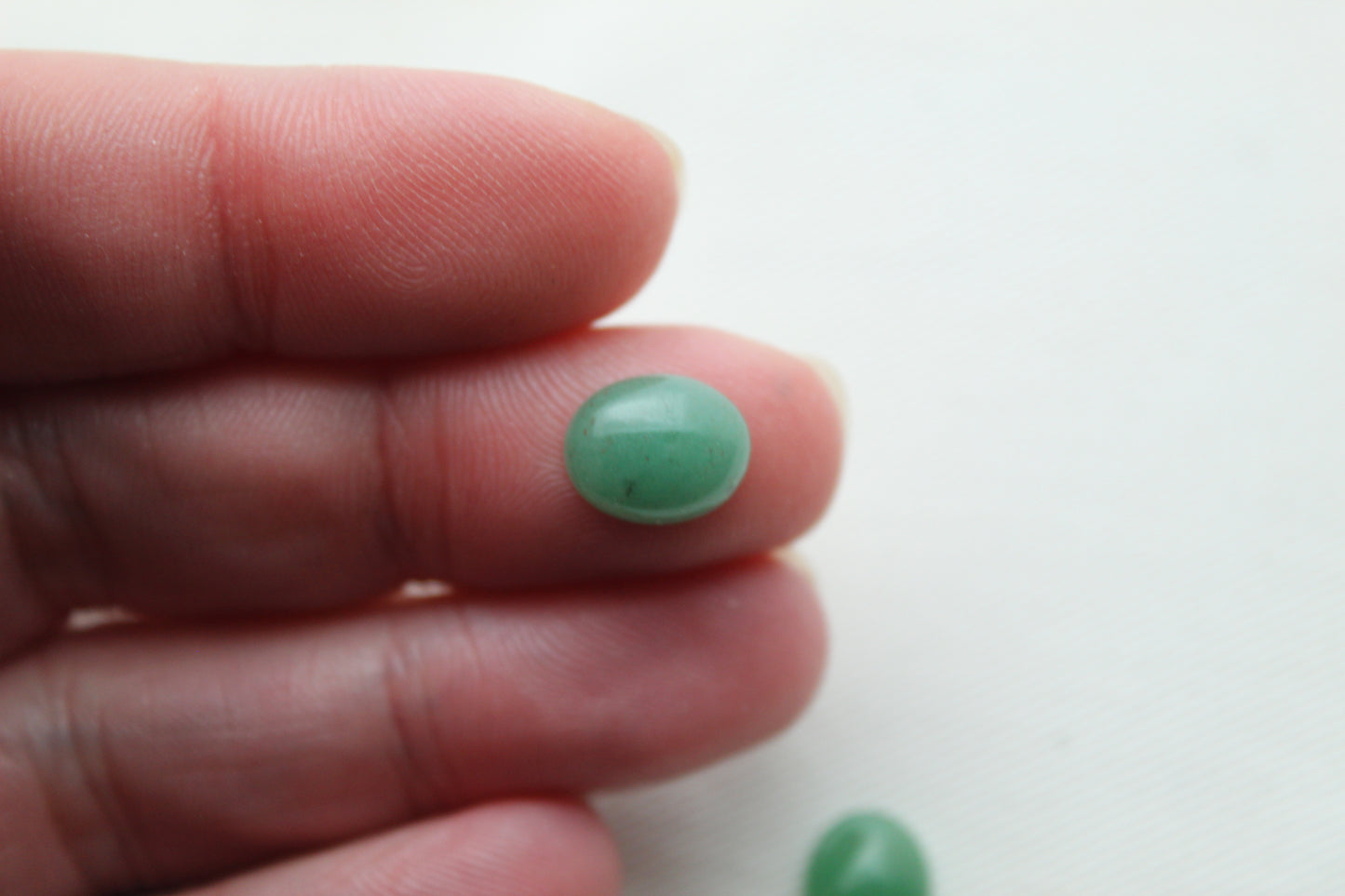 TWO oval green aventurine cabochons Gemstone 8X10MM