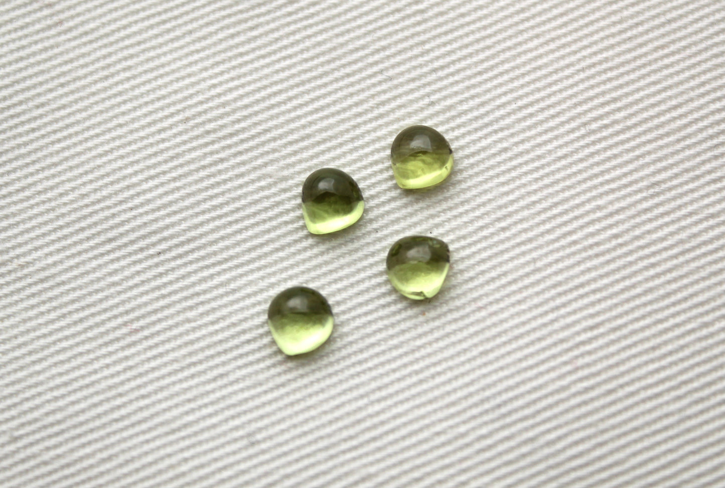 Lot of FOUR heart Peridot 5 MM Cabochons natural