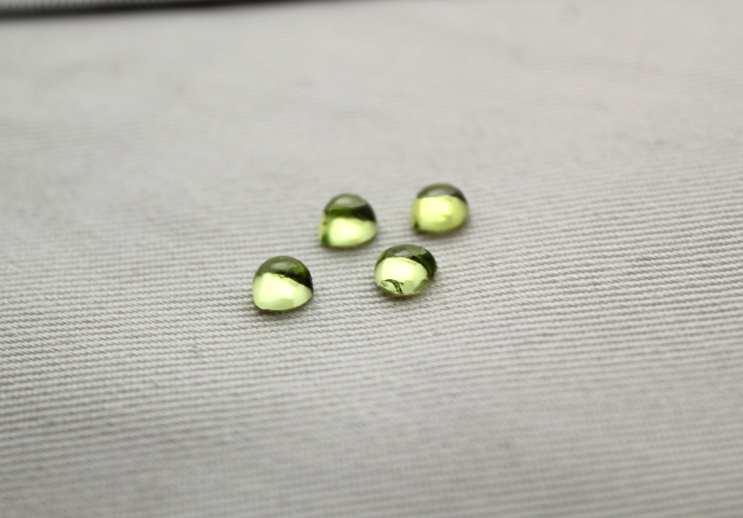 Lot of FOUR heart Peridot 5 MM Cabochons natural