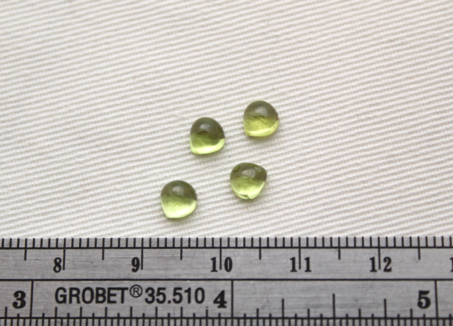 Lot of FOUR heart Peridot 5 MM Cabochons natural