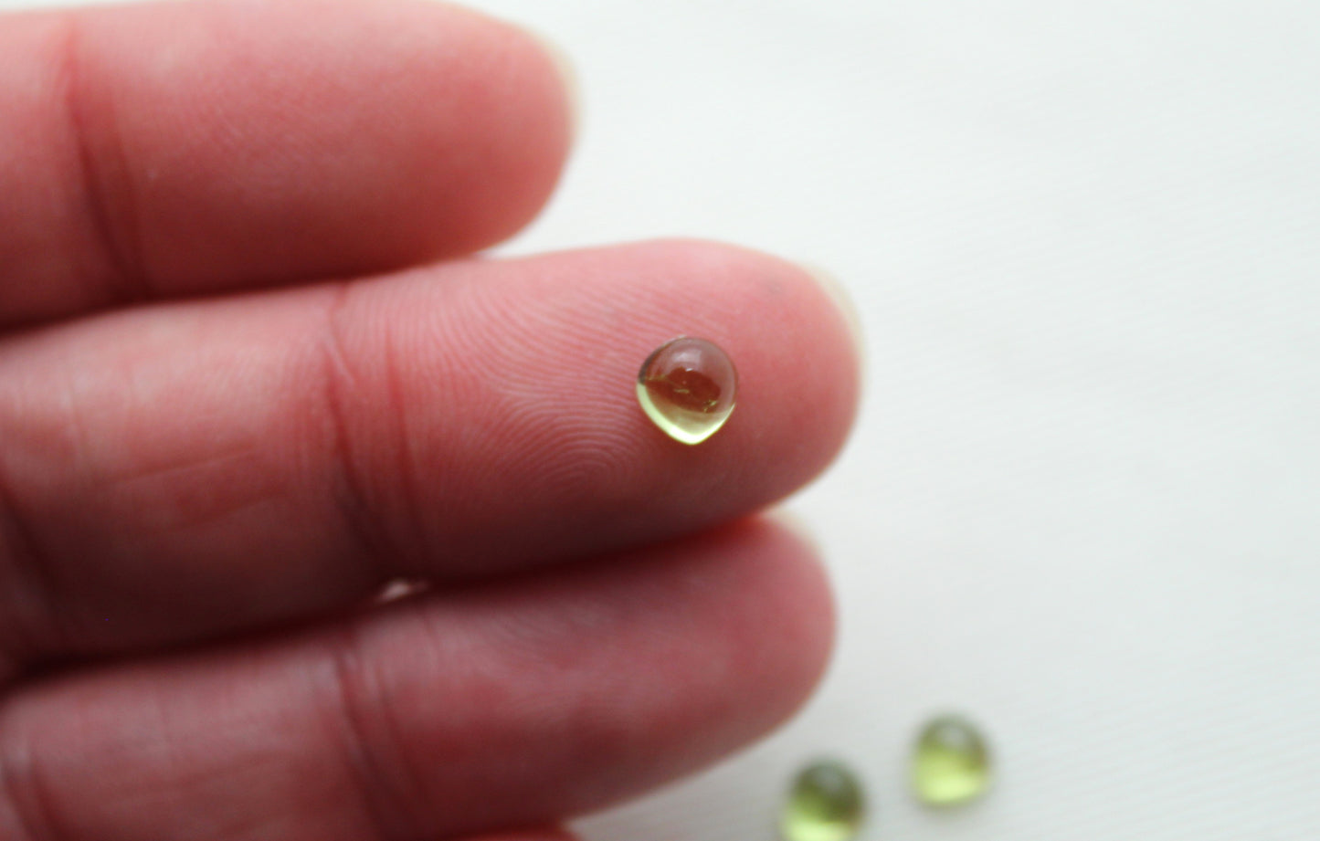 Lot of FOUR heart Peridot 5 MM Cabochons natural
