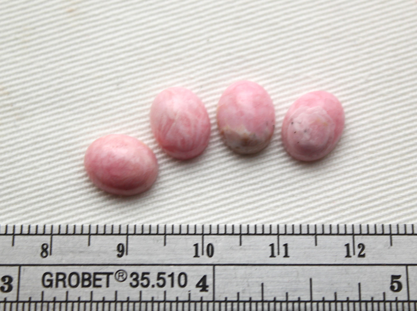 FOUR Rhodocrosite cabochons Gemstones pink white Oval 8x10MM