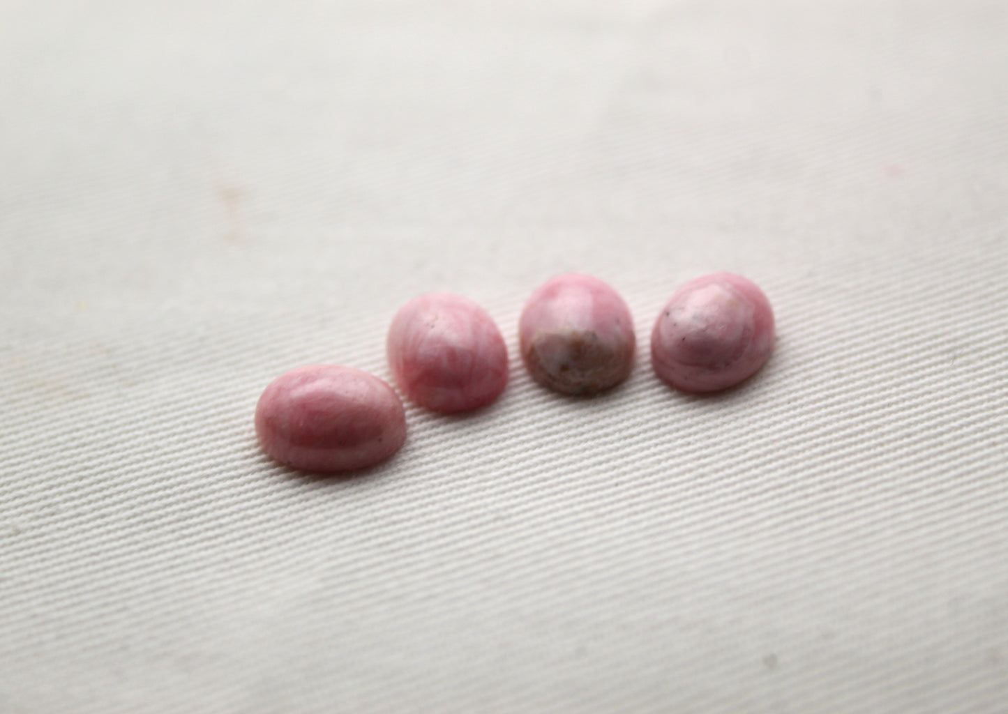 FOUR Rhodocrosite cabochons Gemstones pink white Oval 8x10MM