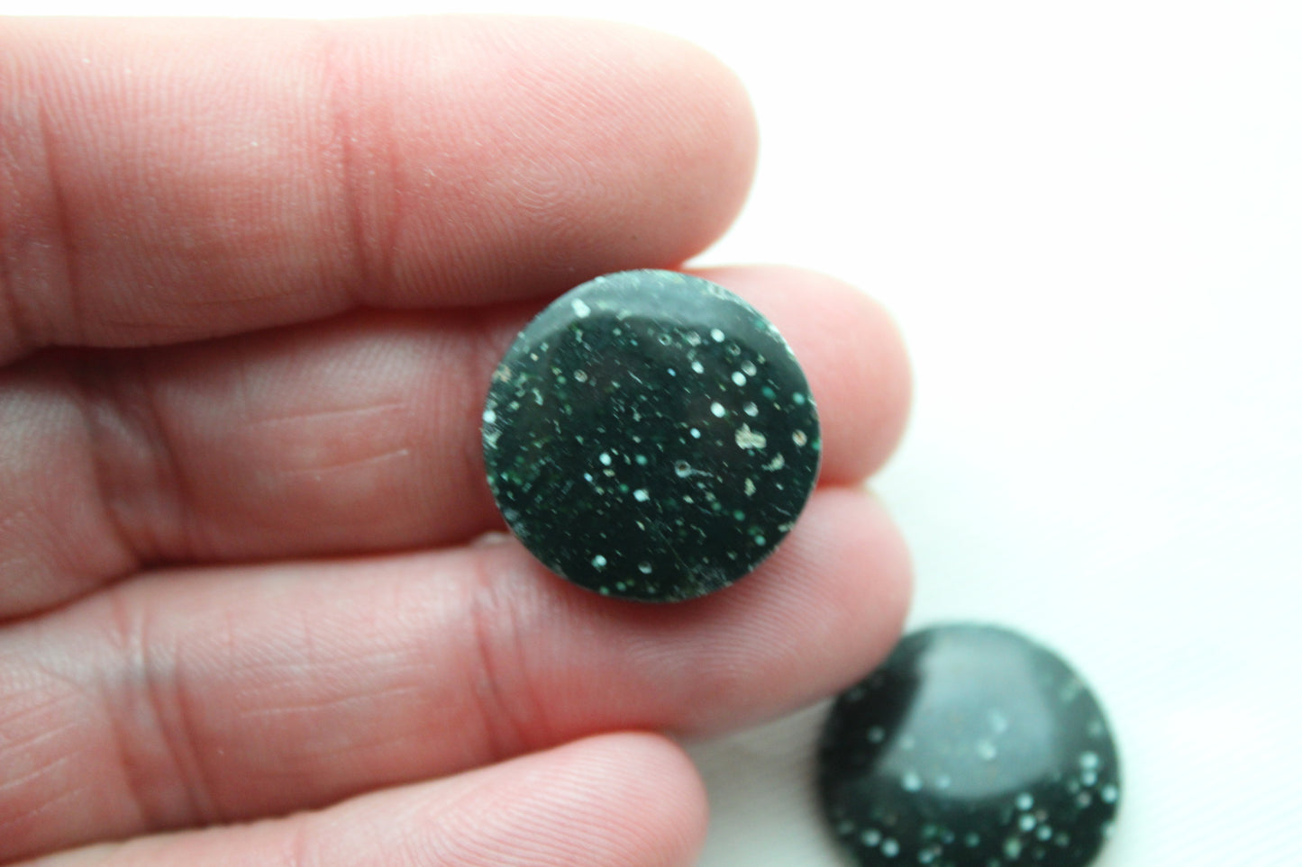 Orbicular Jasper Cabochon Pair Gemstone green 19MM