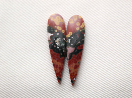 River Jasper Cabochon Pair Gemstone multicolor