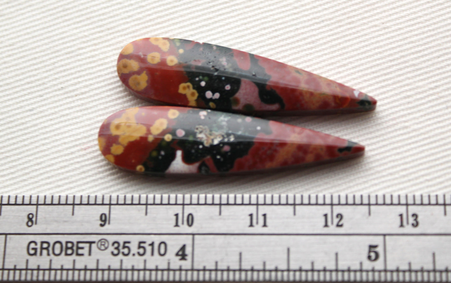 River Jasper Cabochon Paire Gemme multicolore Ovale