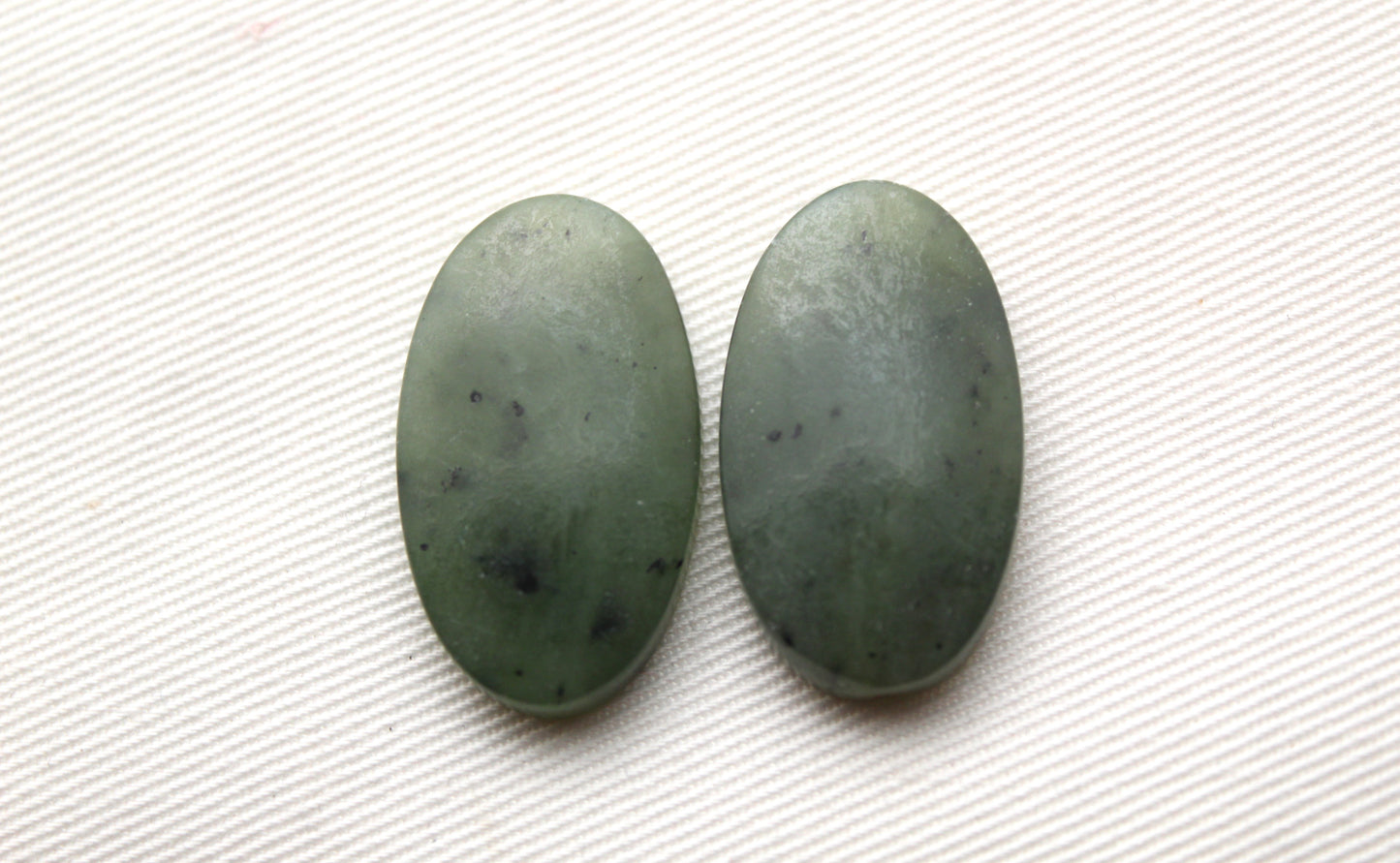 Nephrite Jade Cabochons Pair Gemstone moss green Oval