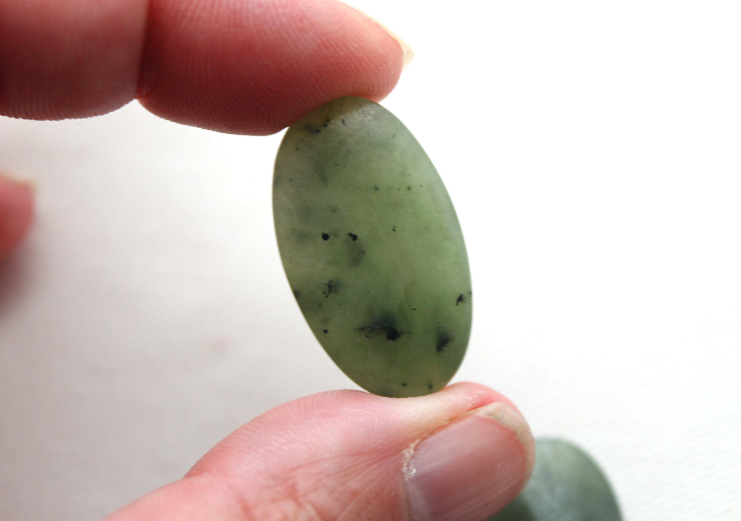 Nephrite Jade Cabochons Pair Gemstone moss green Oval