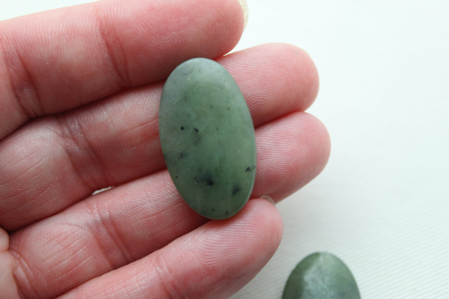 Nephrite Jade Cabochons Pair Gemstone moss green Oval