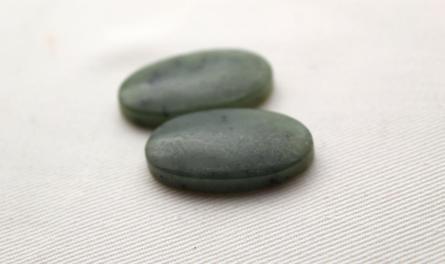 Nephrite Jade Cabochons Pair Gemstone moss green Oval