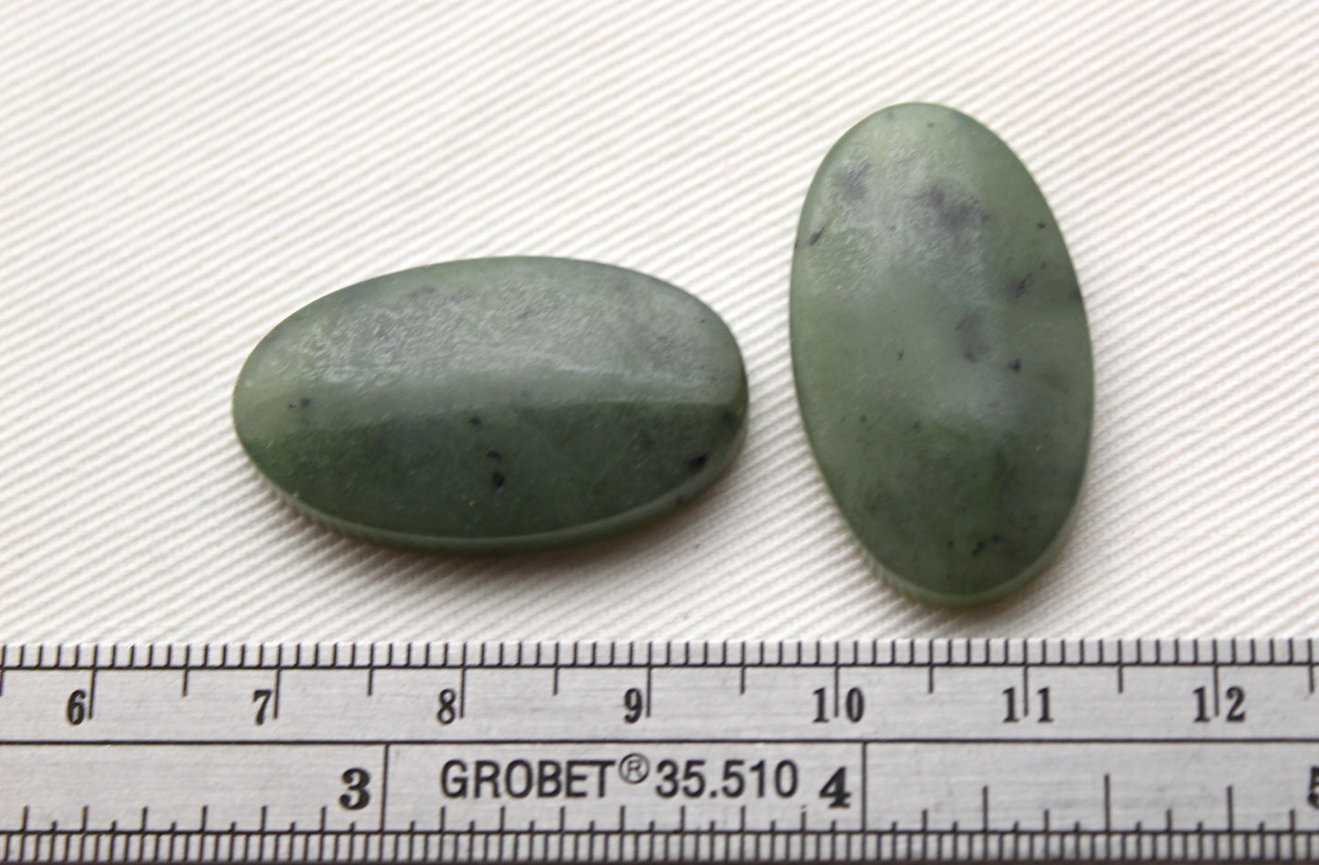 Nephrite Jade Cabochons Pair Gemstone moss green Oval