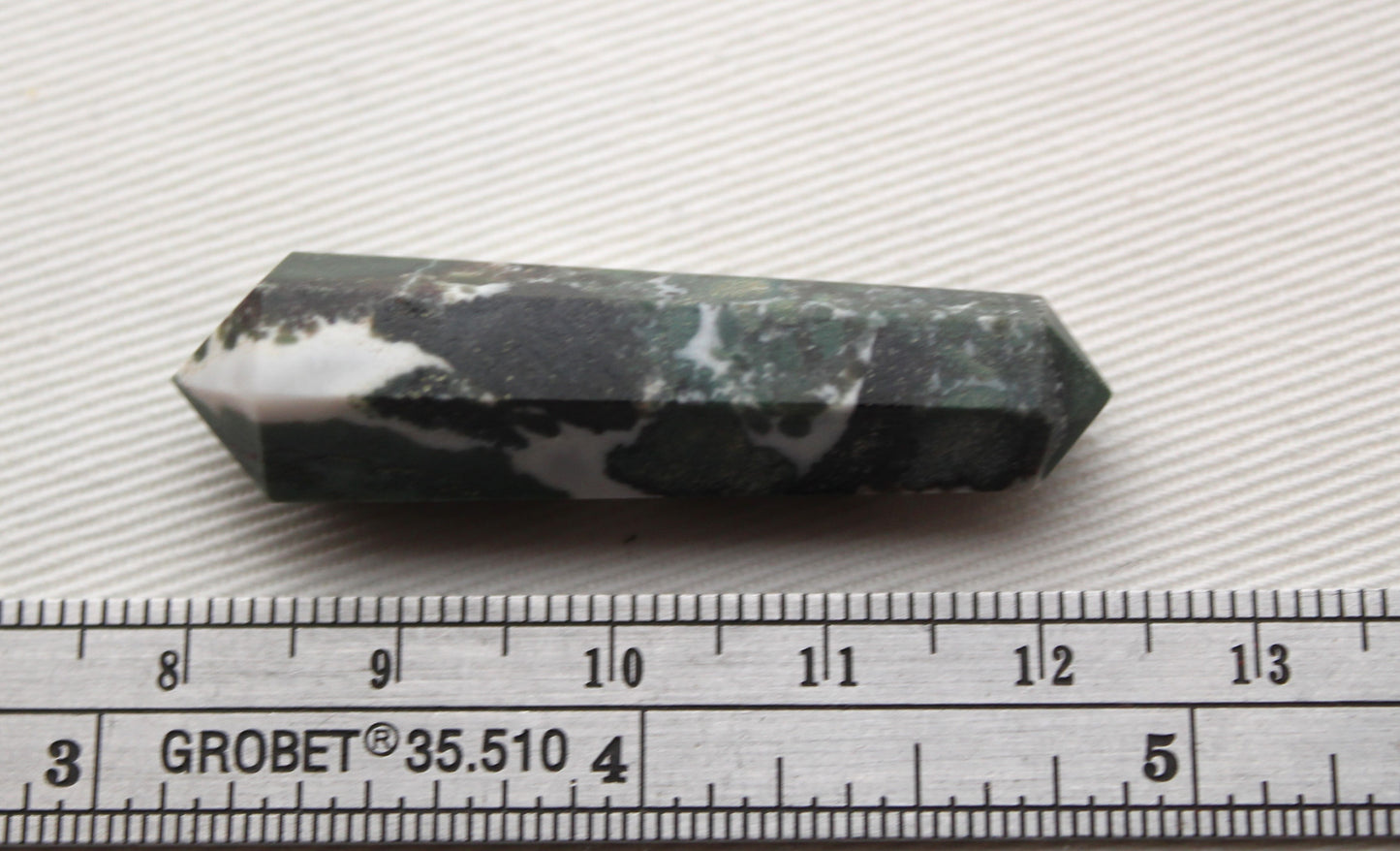 Green Zebra Jasper double point Tower gemstone pendant size UNDRILLED