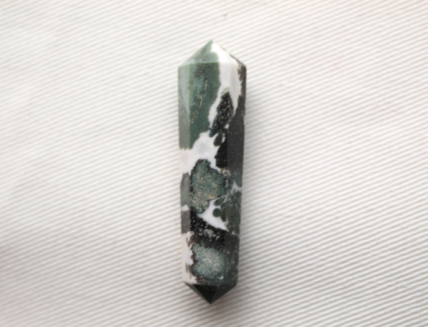 Green Zebra Jasper double point Tower gemstone pendant size UNDRILLED