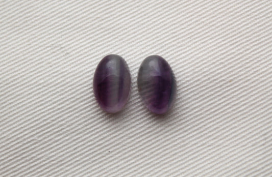 Lot of TWO Oval Fluorite Cabochons 8x12 MM