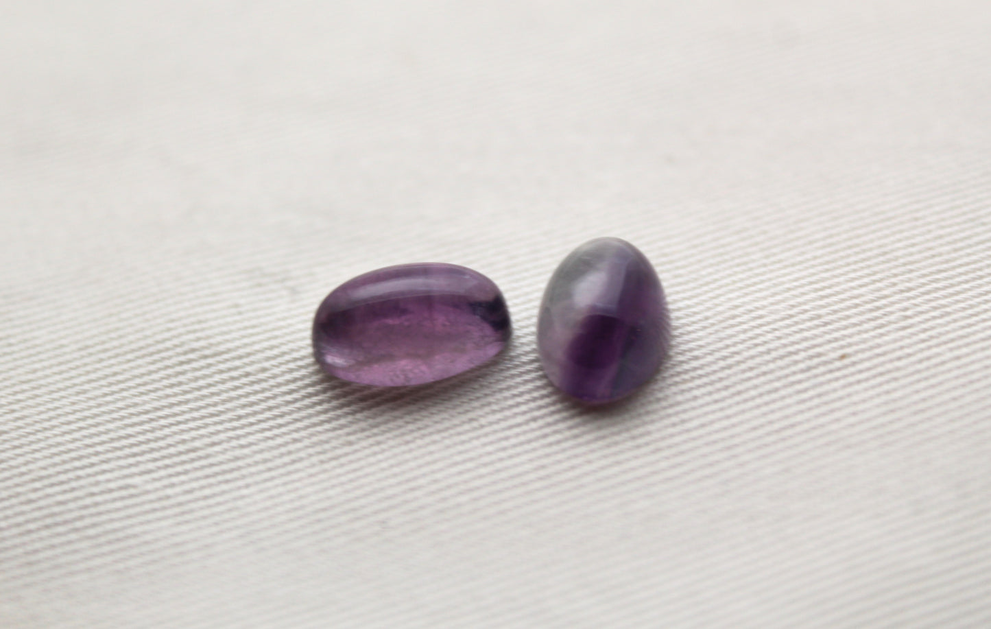 Lot of TWO Oval Fluorite Cabochons 8x12 MM