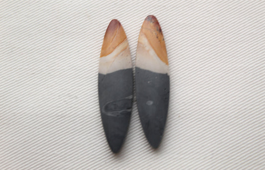 Matching pair of Indonesian Polychrome Jasper Cabochons Oval