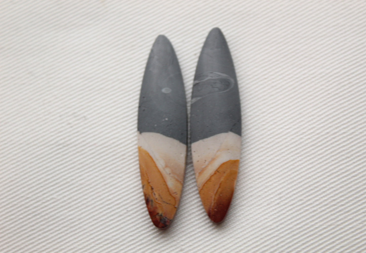 Matching pair of Indonesian Polychrome Jasper Cabochons Oval