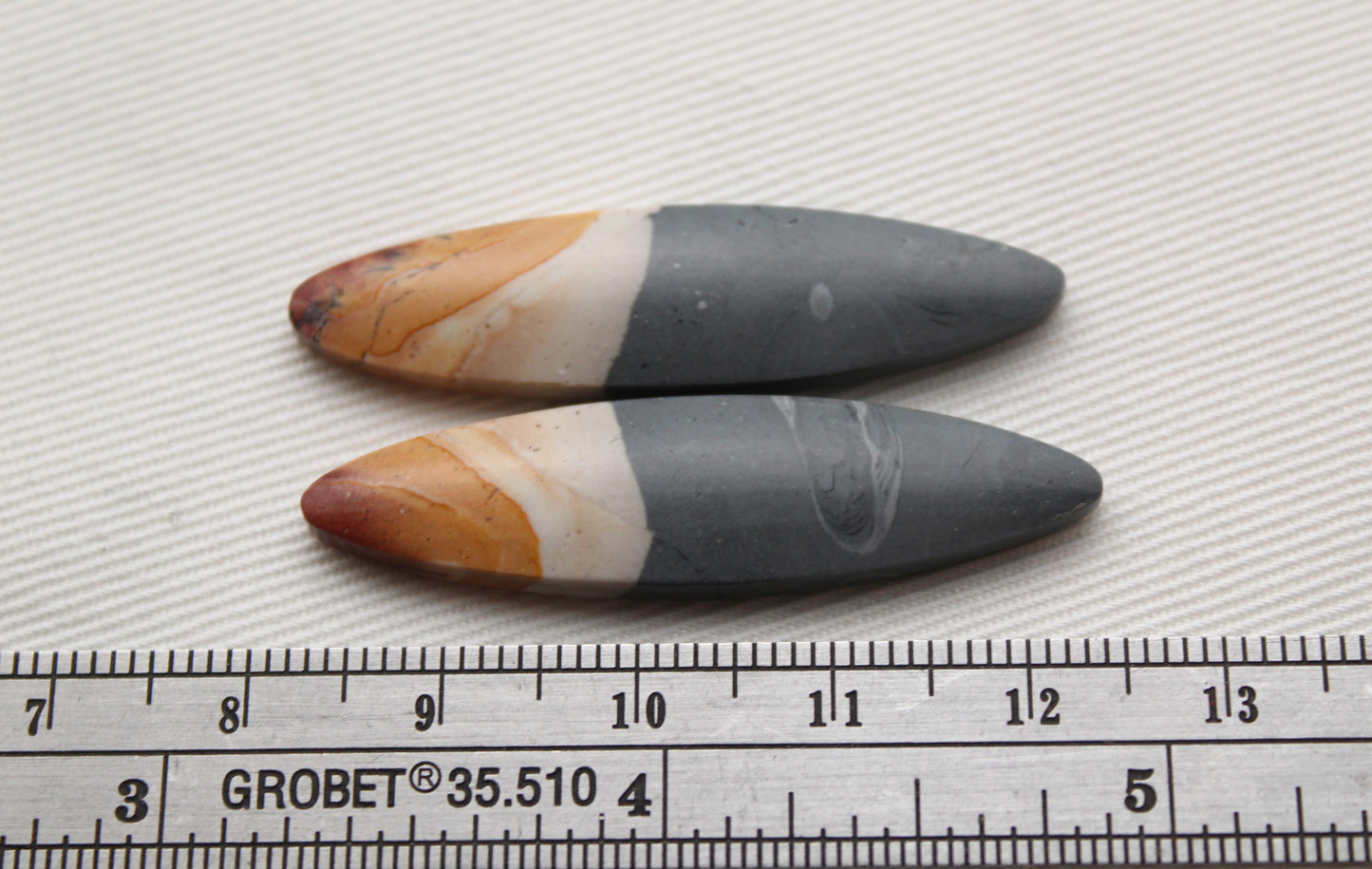 Matching pair of Indonesian Polychrome Jasper Cabochons Oval