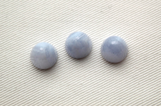 THREE Blue lace Agate Faceted Bullets Gemstones pastel blue - LAST ONES