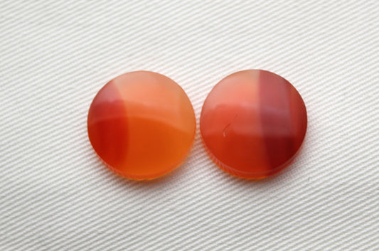 Carnelian Pair Cabochons round 18MM