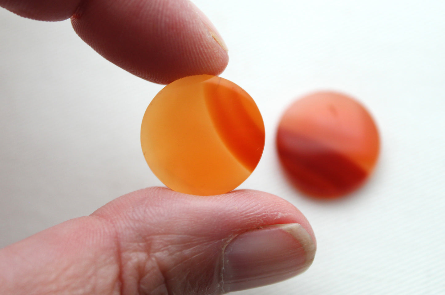 Carnelian Pair Cabochons round 18MM