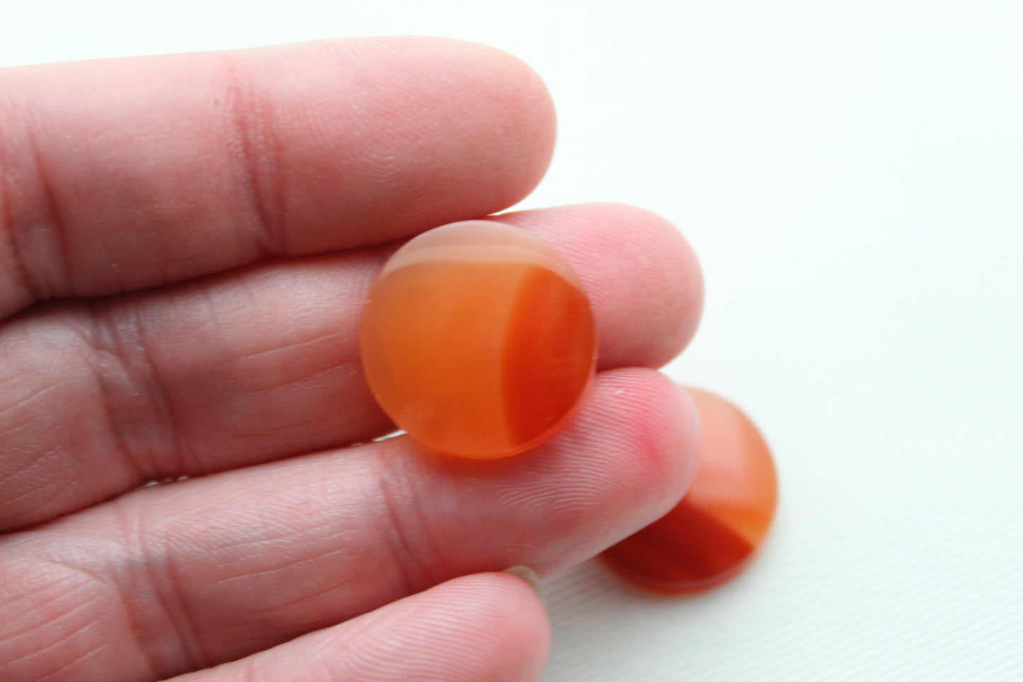 Carnelian Pair Cabochons round 18MM