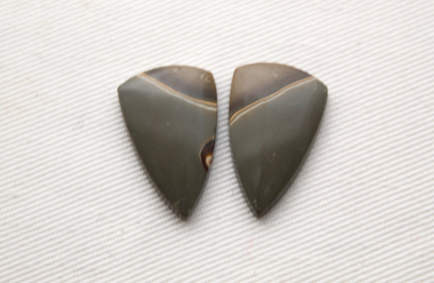 Pair of Indonesian Polychrome Jasper Cabochons