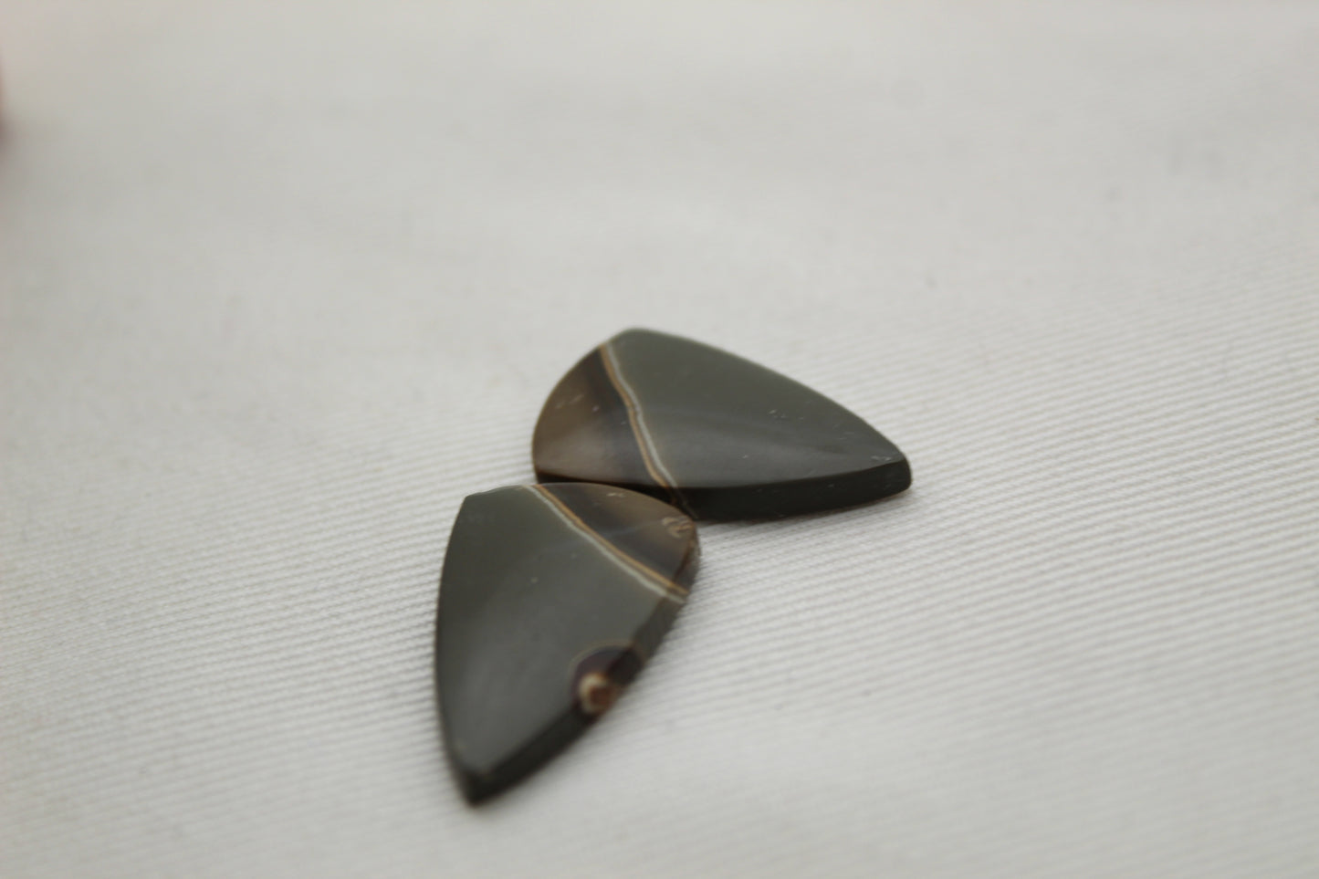 Pair of Indonesian Polychrome Jasper Cabochons