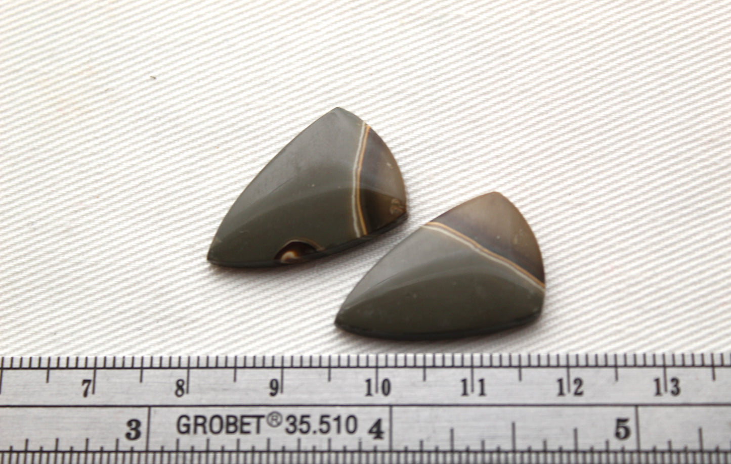 Pair of Indonesian Polychrome Jasper Cabochons