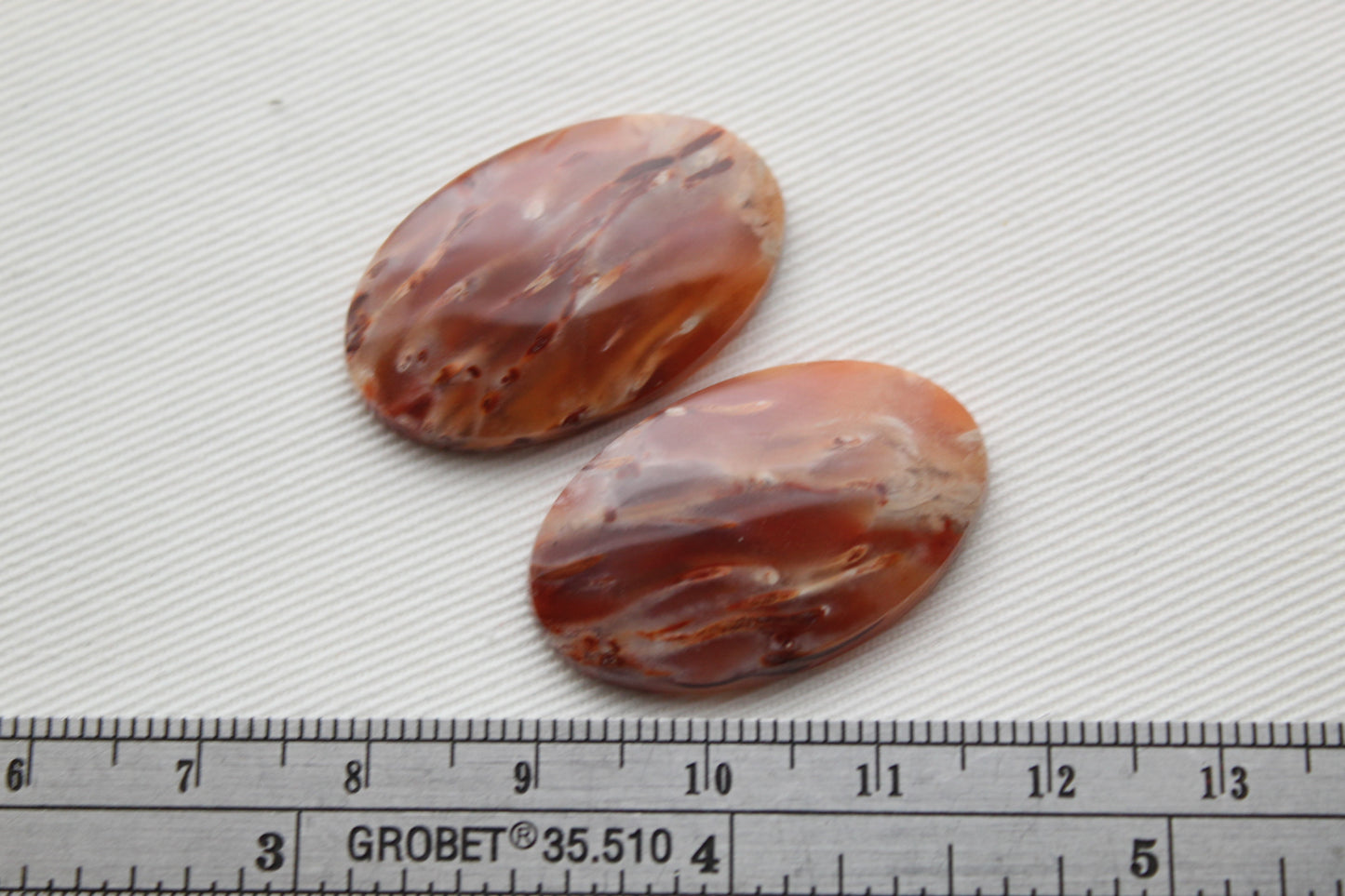 NICE Pair of Petrified Wood Cabochons pink Oval