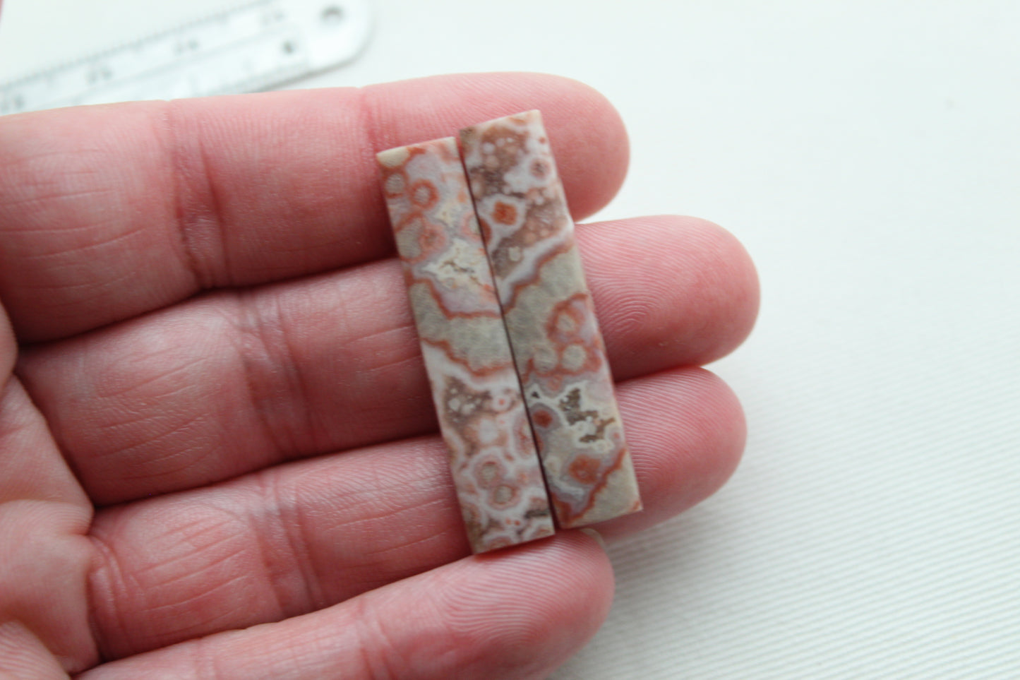 River Jasper Cabochon Pair Gemstone pink beige