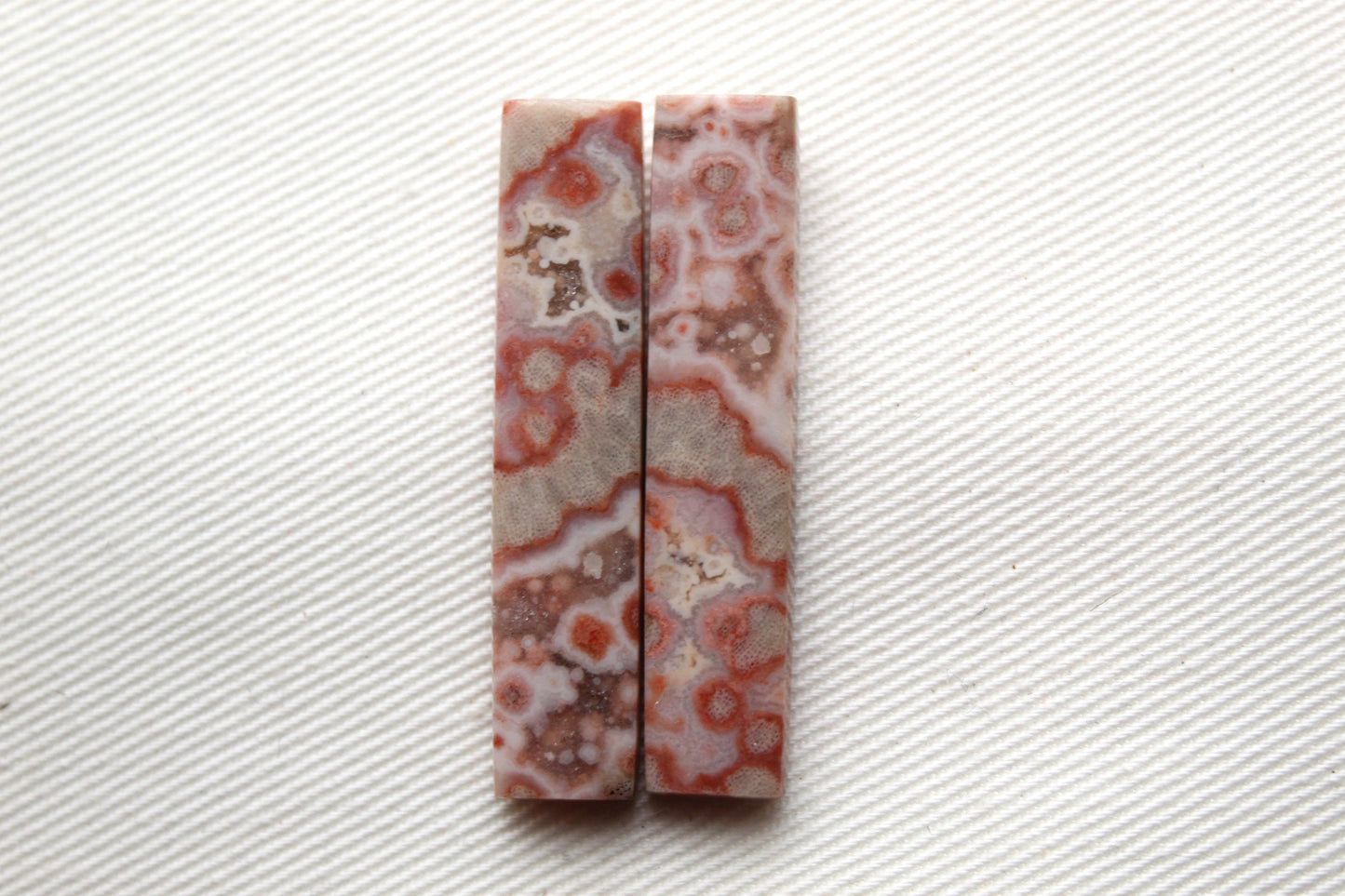 River Jasper Cabochon Pair Gemstone pink beige