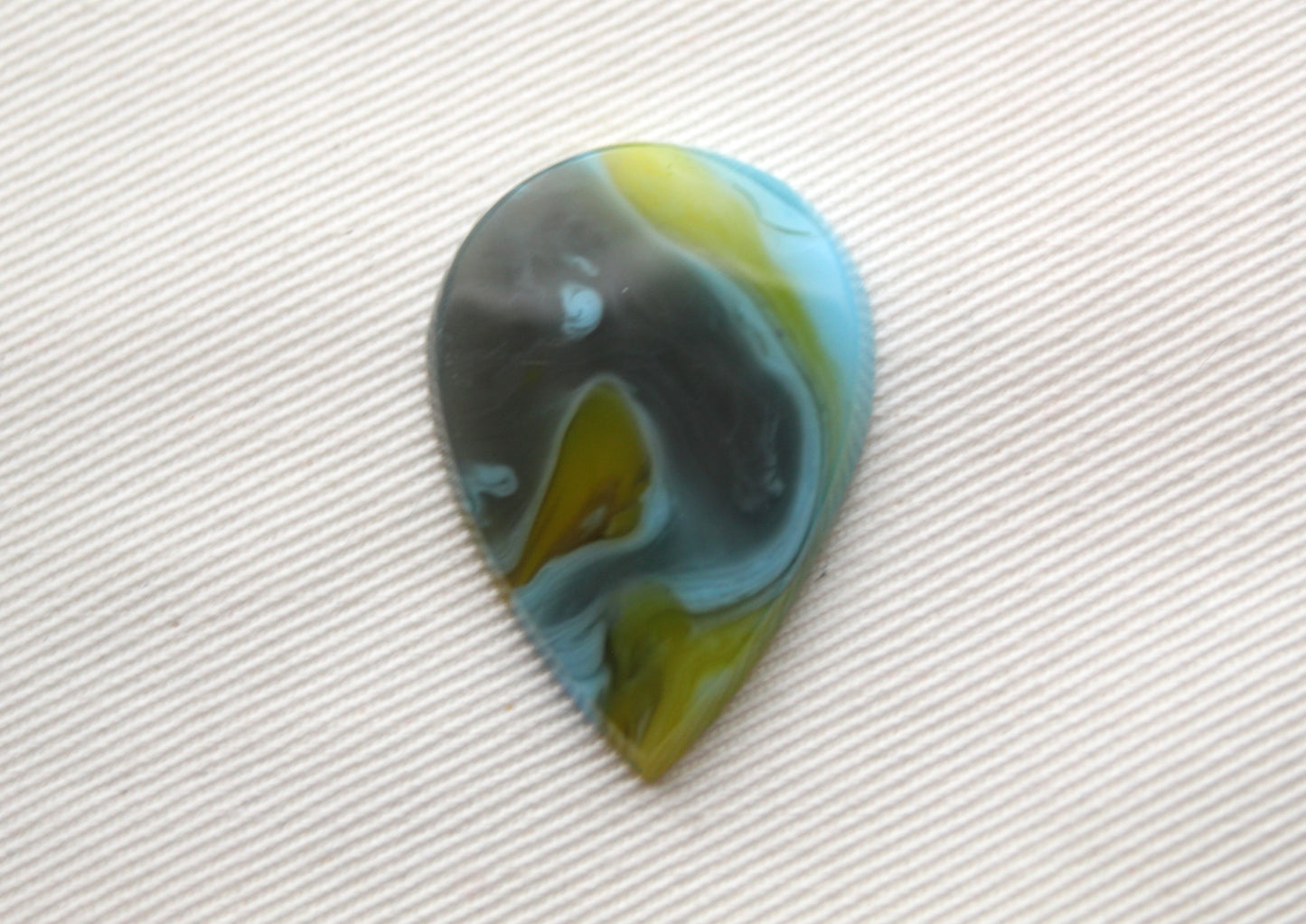 One Resin Cabochon teardrop blue yellow