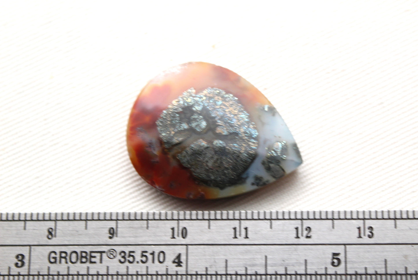 NICE Marcasite in Agate Cabochon Gemstone orange Teardrop