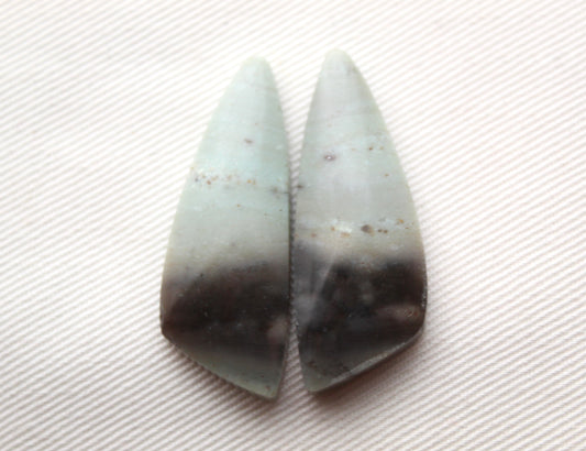 Matching pair of green Jasper Cabochons